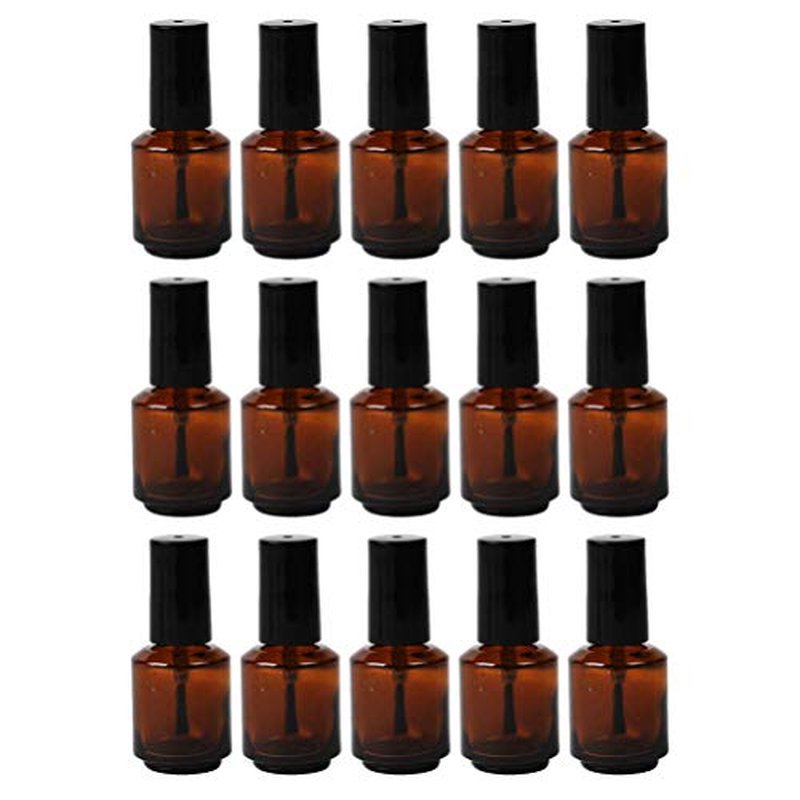 Beaupretty 15Pcs Empty Nail Polish Bottles Glass Cylindrical Vials with Brush Cap 7Ml Refillable Cosmetic Containers for Diy Nail Polish Mixing and Storage