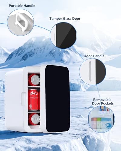 Mini Fridge 10L Compact Portable Refrigerator with AC/DC Power, White - Variation: White / 10L (15 Cans)