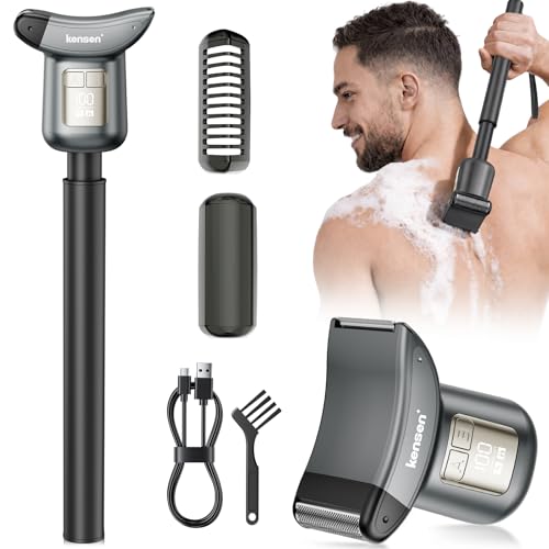 Kensen Black 2-in-1 Electric Back Shaver for Men, Foil & T-Blade Trimmer