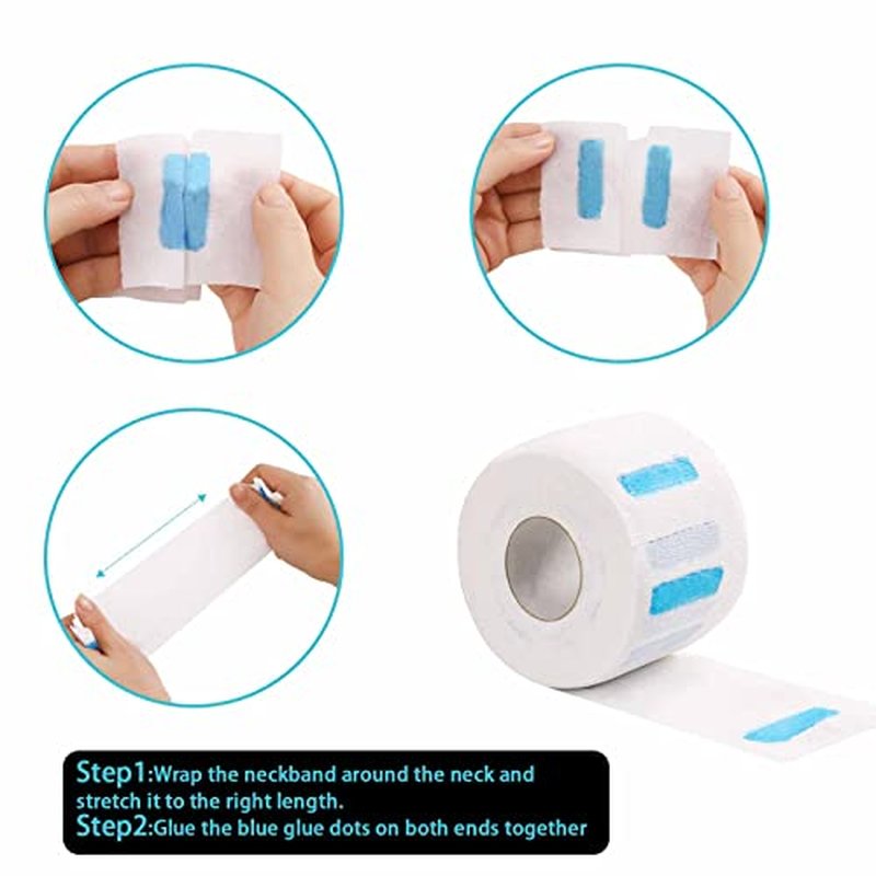 10 Rolls Disposable Barber Paper Neck Strips, 1000 Count, 2.6 x 13 Inches, Professional Stretchy Paper Neck Band Protector Hairdressing Accessory Tool