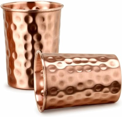 Taluka Handcrafted Copper Water Pitcher with Lid & Tumblers - 70oz / 2000ml