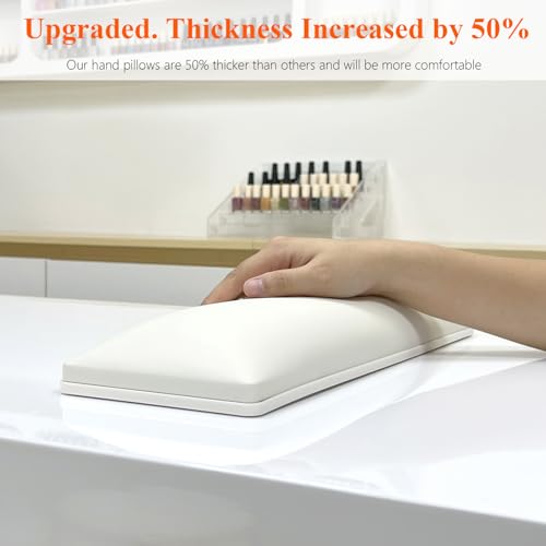 White Nail Arm Rest for Nail Tech, Cleanable and Waterproof, Professional Nail Hand Rest for Nail Tech Manicure Hand Pillow Stand with Anti-Slip Mat