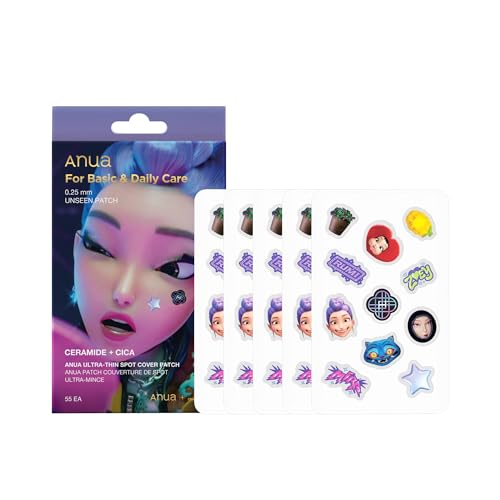 Anua Ultra-Thin Spot Cover Patch, Invisible Hydrocolloid Acne Patch for Face, Cute Pimple Patches, Centella Care for Sensitive Skin, KPop Demon Hunters, Korean Skincare, 55ea