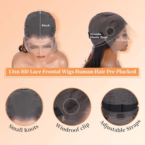 Highlight Ombre 13x6 Body Wave Lace Front Wig Human Hair - FB/30 Multicolor, 14 Inch