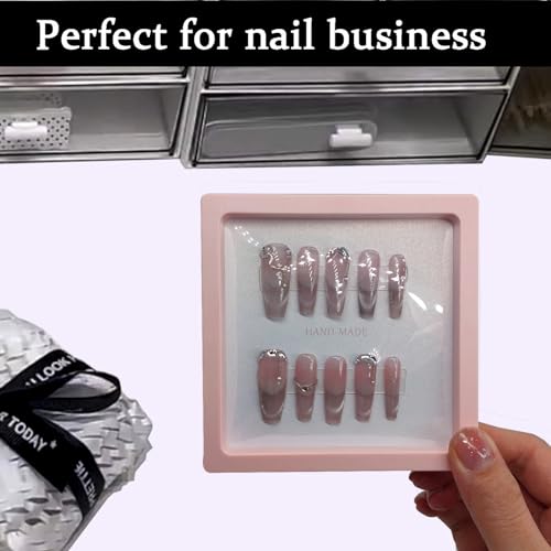 Pink 4.3 Inch 3D Floating Nail Display Box with 60 Double-Sided Tape – Press On Nail Packaging