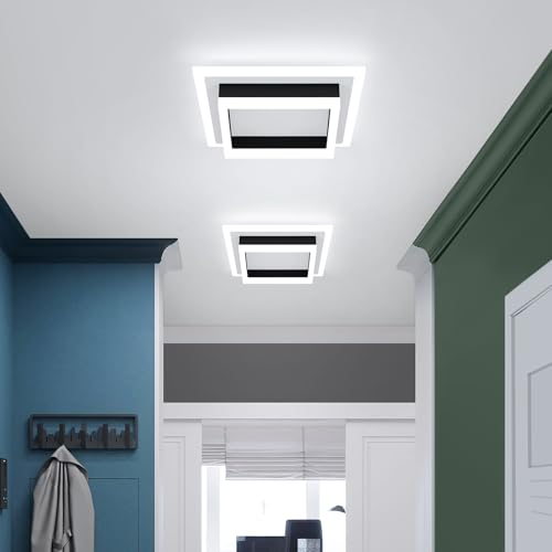 LED Ceiling Light Fixture 32W Modern Flush Mount Square Kitchen & Hallway Lighting - White & Black 3 Pack