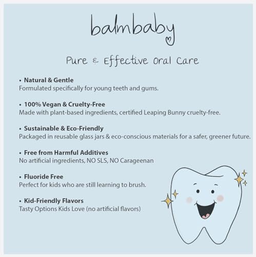 Kids Natural Fluoride-Free Toothpaste 2-Pack - Mint & Orange, SLS Free, Vegan, Zero Waste Glass Jar