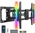 PERLESMITH Full Motion TV Wall Mount 16-Inch Wood Stud Compatible for 37-86 Inch TVs with LED Light