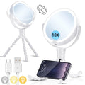 KOOKIN White 1X/10X Magnifying LED Travel Makeup Mirror with Light & Detachable Tripod