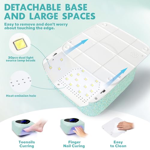 Cordless UV LED Nail Lamp with 72W Power and Blue Variation - Gel Nail Dryer with 5 Timers