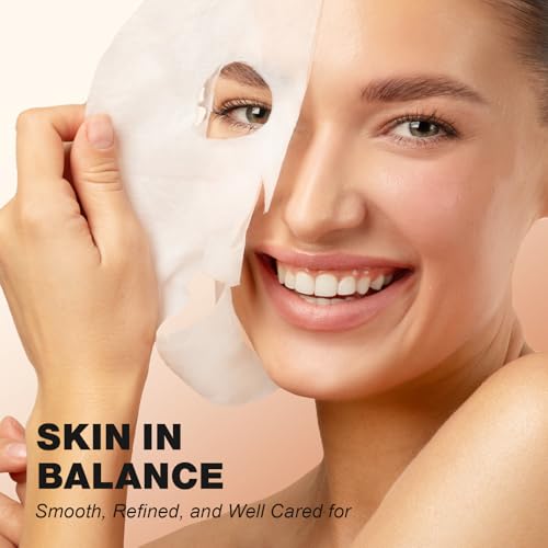 ZealSea Clean Beauty Face Masks Skincare, Minimalism 15 Ingredients Sheet Mask, Deep Hydration Facial Mask for Bouncy & Glowing, Sleepover Spa Party Supplies, Women Teen Girl Gifts Trendy Stuff, 7Pack
