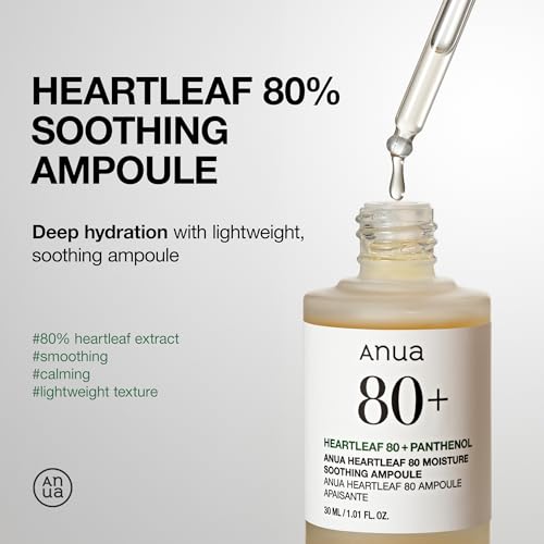 Anua Skin Relief Duo for Calming Skin, Heartleaf 77 pH 5.5 Soothing Toner, Heartleaf 80 Calming Ampoule for Sensitive Skin, panthenol B5, Hydrating, Soothing Effect, Vegan, Korean Skincare Set