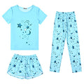 Girls 3-Piece Cotton Pajama Set - Blue Moon, 8-9 Years Sleepwear