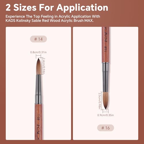 KADS Upgrade Acrylic Nail Brush Pure Kolinsky Hair Acrylic Round Shaped Supermarket Standard (14#+16#)