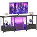 Black LED TV Stand with Storage for 55-Inch TVs, Open Shelves & Drawer
