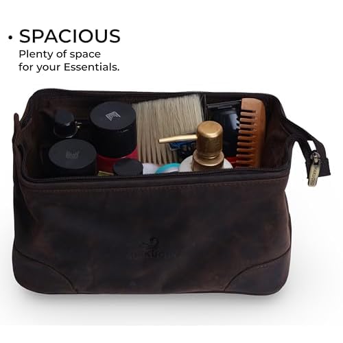 Celestial Leather Toiletry Bag ? Where Elegance Meets Everyday Utility, (DARK BROWN)