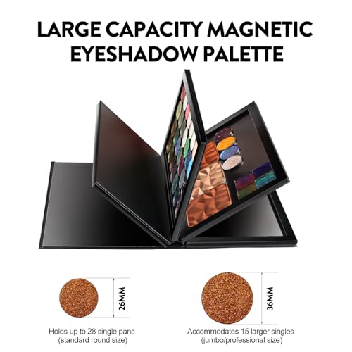 Large 4-Layer Magnetic Makeup Palette - Refillable Eyeshadow & Blush Organizer