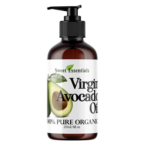 Sweet Essentials Premium Organic Unrefined/Virgin Avocado Oil, 8oz with Pump, Imported From Italy, 100% Pure, NON-GMO, Cold Pressed, Food Grade, Green in Color