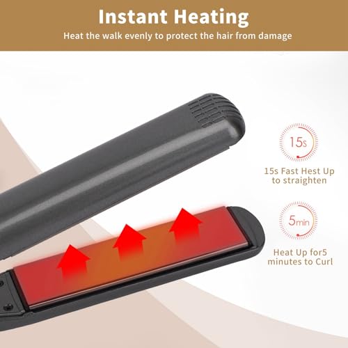 ANGGREK Ceramic Hair Straightener with Adjustable Temperature 480°F Tourmaline Alloy Plates