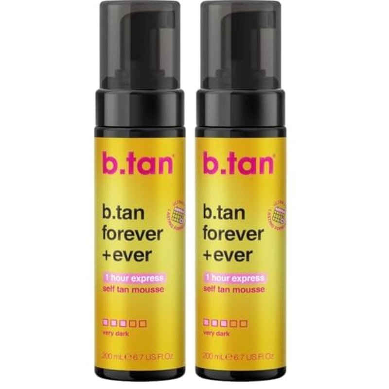 b.tan Ultra Long Lasting Self Tanner | Forever & Ever - Lasts Up to 11 Days,1 Hour Sunless Tanner Mousse, No Fake Tan Smell, No Added Nasties, Vegan, Cruelty Free, 6.7 Fl Oz (Pack of 2)
