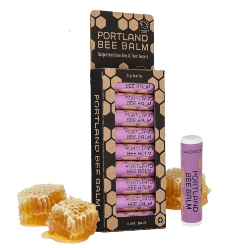 Portland Bee Balm All Natural Lavender Lip Balm 9 Count - Handmade Beeswax