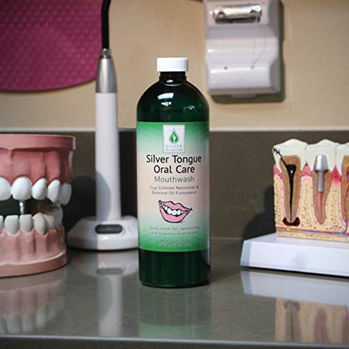 Silver Tongue Oral Care Colloidal Silver Mouthwash - 16 Fl Oz - All Natural, Vegan, Fluoride-Free, Essential Oil Blend
