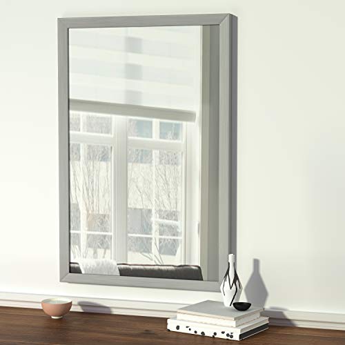 Amazon Basics Rectangular Wall Mirror 24 x 36 in - Nickel, Standard Trim, Hangs Horizontal or Vertical