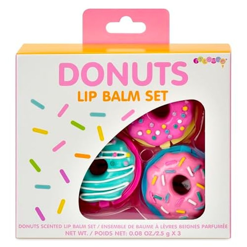 iscream Sprinkle Donuts Shaped Watermelon, Strawberry & Vanilla Scent Lip Balm Trio