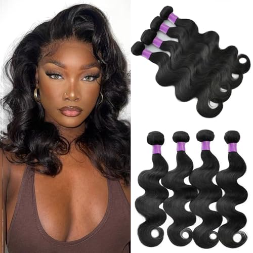 ANNELBEL 10 Inch Body Wave Human Hair Bundles 4 Pack Natural Black Virgin Hair