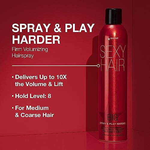 SexyHair Big Spray & Play Harder Firm Volumizing Hairspray | All Day Hold and Shine | Up to 72 Hour Humidity Resistance