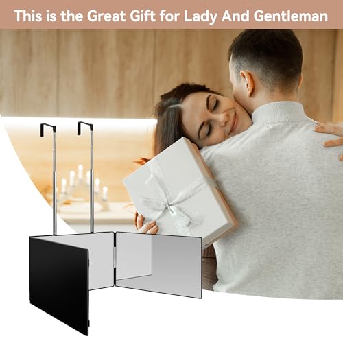 3-Wold Fold 3-Way Mirror for Self Hair Cutting with Black No LED – LADETTO