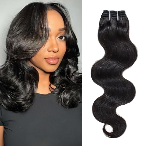 Body Wave Human Hair Bundles - 16 Inch 100% Virgin Brazilian Black Hair