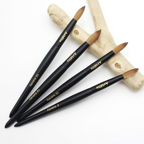 Acrylic Nail Art Brush Set with 6 Sizes - Black Wooden Handles, Size 18# - Black / 18#