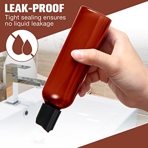 30 Pack 200ml Amber Plastic Travel Squeeze Bottles with Flip Cap for Liquids & Lotions