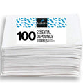Disposable Hair Towel 100 Pack - Super Absorbent 32x16 Inch for Curly, Thick Hair