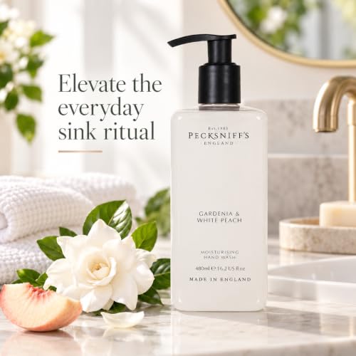 Pecksniff's Gardenia & White Peach Liquid Hand Soap 480ml – Refreshing Fragrance