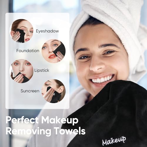 UNIMADE Makeup Remover Cloths 24 Pack - Dual-Sided Black Facial Wash Cloths