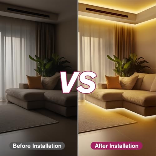 COB LED Strip Lights 3000K Warm White 24V 32.8ft / 10m - Ultra-High Density, Dimmable, Indoor Use