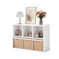 White Wooden 6 Cube Storage Organizer with Closed Back - 13in, Easy Assembly