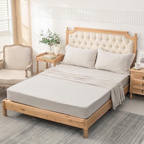 Pure Era Jersey Knit Bed Sheet Set Heather Beige California King - Soft & Cozy