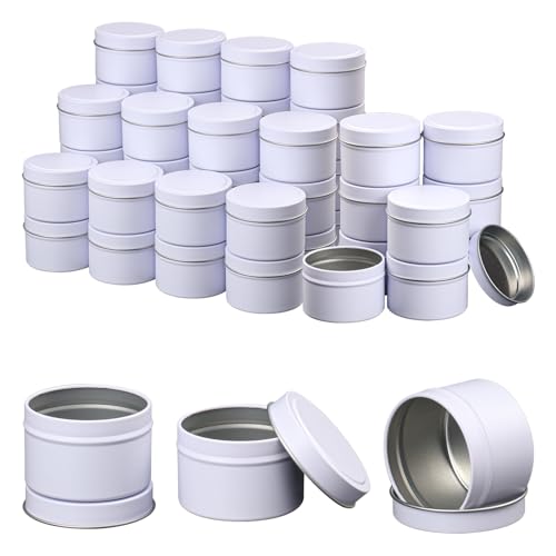 White Candle Tins with Lids 4 oz Bulk Pack for DIY Candle Making & Crafts