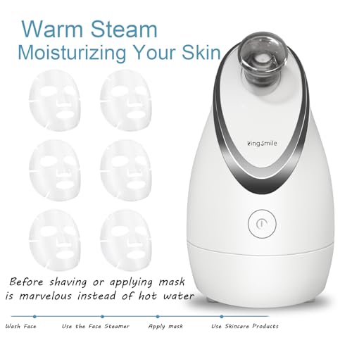 Kingsmile 3-in-1 Face Steamer with Stainless Steel Skin Kit & Aromatherapy - Compact Nano Steamer for Facial and Home SPA