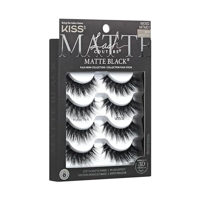 KISS Lash Couture, False Eyelashes, 'Matte Twill', 14mm, Includes 4 Pairs Of Lashes, Easy to Apply, Reusable Lash Clusters