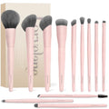 Lorvelane Matte Pink 12-Piece Professional Makeup Brush Set with Case