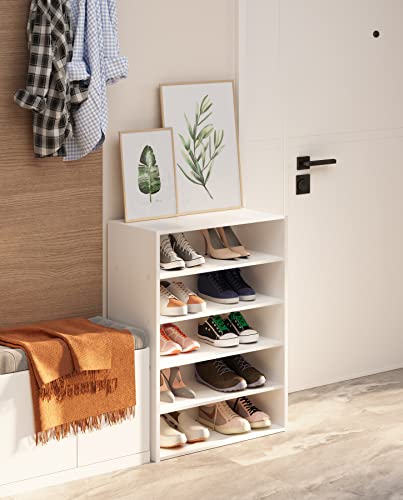 White 5-Tier Shoe Rack Organizer with Movable Shelf for Entryway