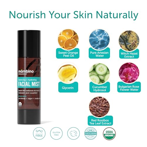 Hydrating Facial Mist & Toner Set - Organic Rose & Cucumber, 4 fl oz, Pack of 2