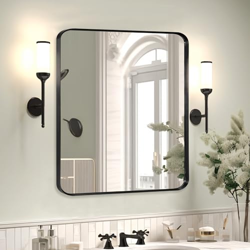 Rectangle Bathroom Mirror 36"L x 30"W Black Framed Vanity Mirror - Matte Black Variation
