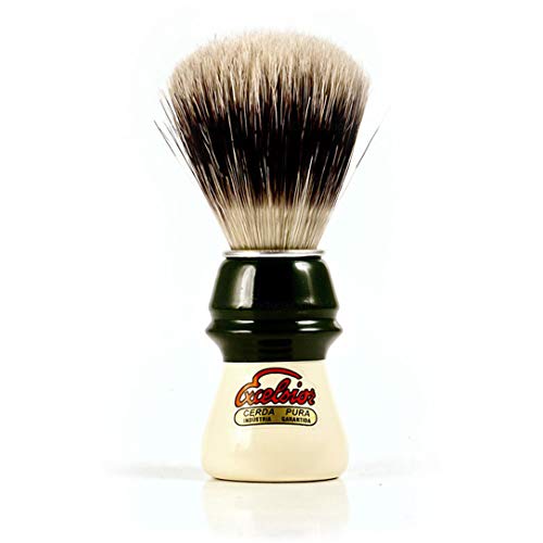 Semogue Hereditas 1305 Premium Boar Shaving Brush 22mm Fan Knot, Green & Ivory Handle