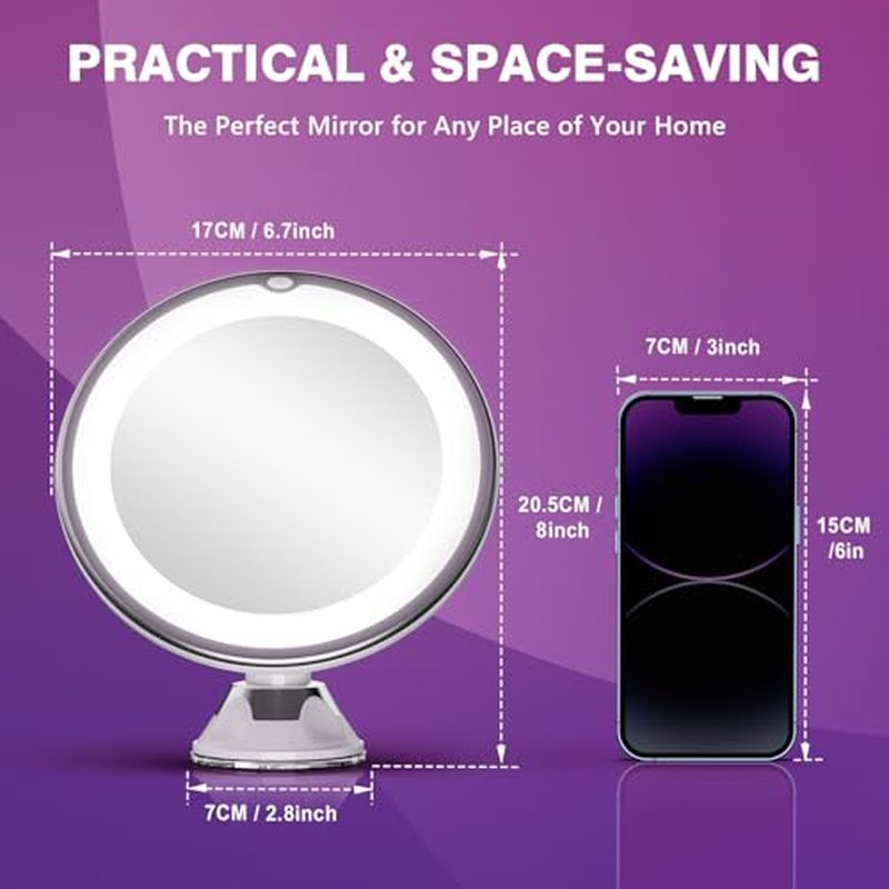 Auxmir 2026 Upgraded 30X Magnifying Mirror with Light, Makeup Mirror with 2-Level Lights, Portable Magnifying Mirror Suction Cup and Tweezers, 360¡Æ Swivel, Vanity Bathroom Mirror for Home Travel