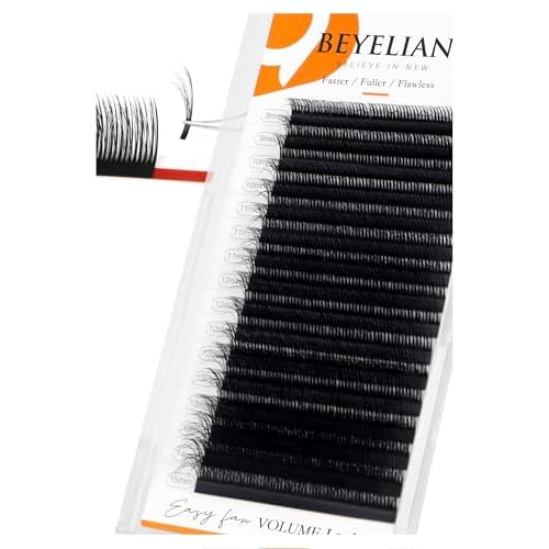 BEYELIAN Easy Fan Volume Lash Extensions 0.05 0.07 C D Curl 8-15mm Mixed & Single Length Tray Rapid Blooming Volume Lashes Self Fanning Lash Extension Supplies (0.05 D Curl)